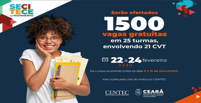 Secitece e Centec estão oferecendo 1.500 vagas em cursos gratuitos online e EAD para moradores do Ceará